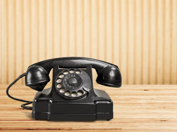 Старомодный Ретро Телефон Деревянном Столе — стоковое фото