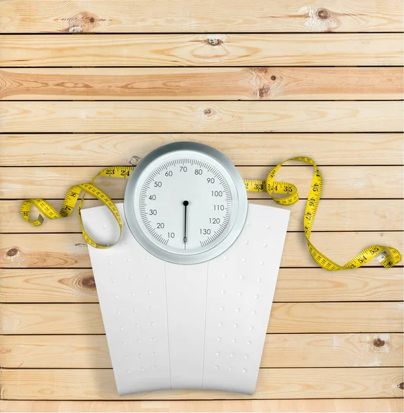 Bathroom Scale Measuring Tape Isolated Background — Stock Photo, Image