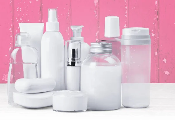 Lotions Creams Bottles Cosmetics Beauty Skincare — Stock Photo, Image