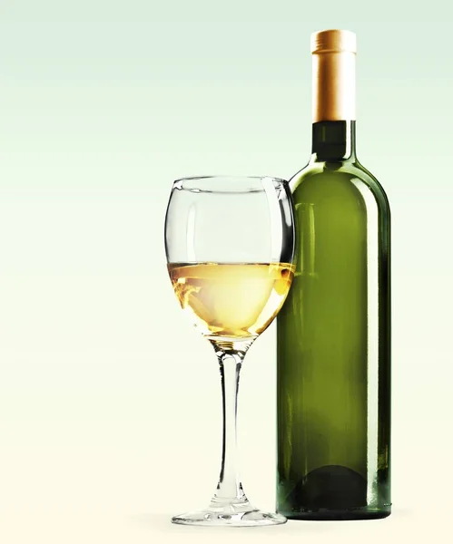 Botella Vino Con Vino Blanco Bebida Alcohólica — Foto de Stock