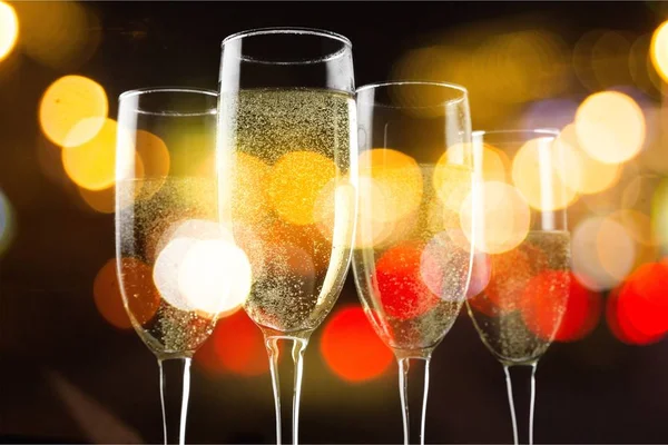 Glasögon Champagne Nyår Fest Koncept — Stockfoto