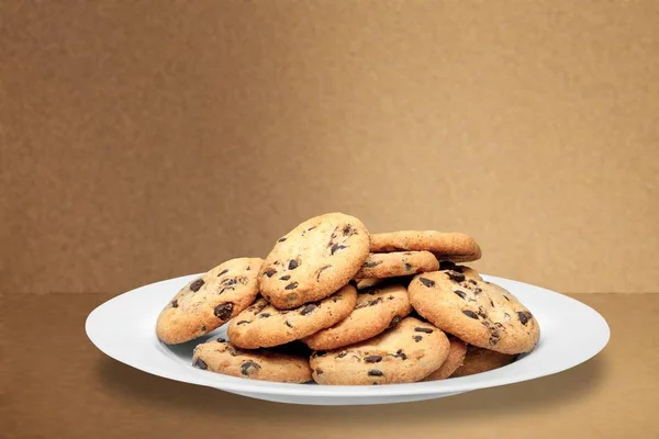 Stack Choklad Cookies Isolerad Vit Bakgrund — Stockfoto