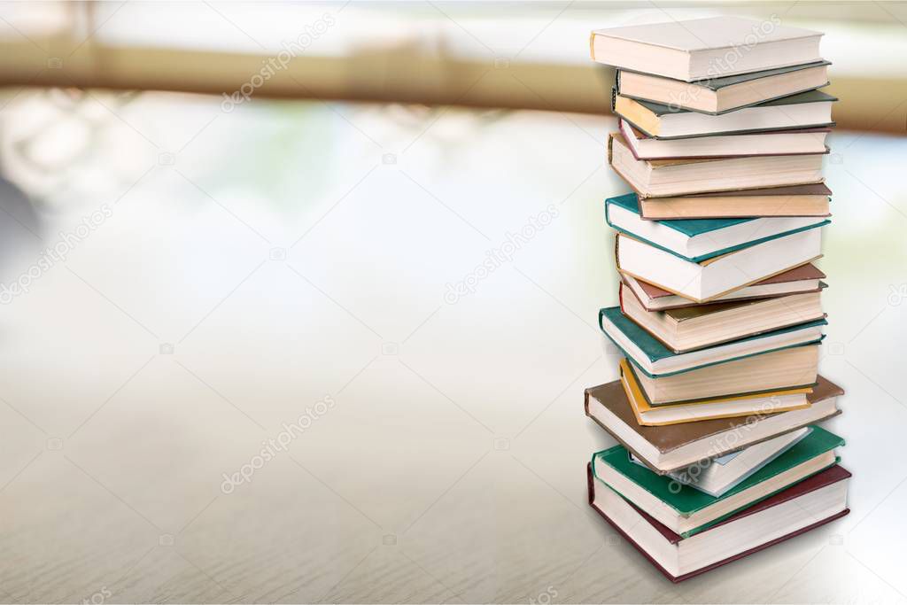 Stack of books, education and learning background