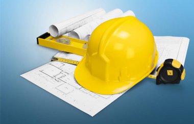 Sarı hat ve araçları ile inşaat ve mühendislik arka plan