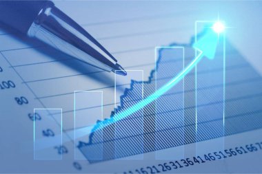 İş büyüme konsepti, kalem ve grafik