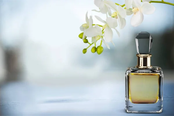 Botella Perfume Elegante Flores Concepto Belleza —  Fotos de Stock
