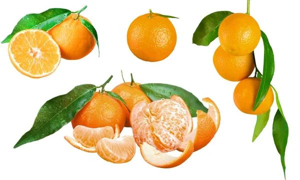 Orangen Auf Weißem Hintergrund Gesunde Ernährung — Stockfoto