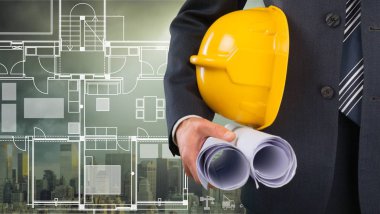 planı holding inşaat işçisi adam