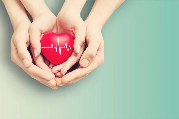 Man Woman Holding Red Heart — Stock Photo, Image