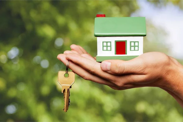 House Model Human Hand Close View — Stock Photo, Image