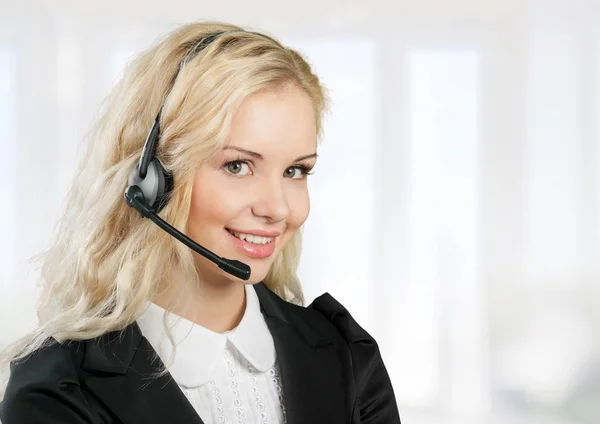 Woman Call Center Operator Isolated Background — Stock Photo, Image