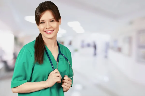 Красива Молода Жінка Лікар Посміхається Робочій Формі — стокове фото