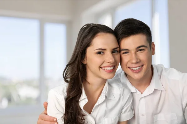 Beautiful Young Couple Relaxing Home — Stock Photo, Image