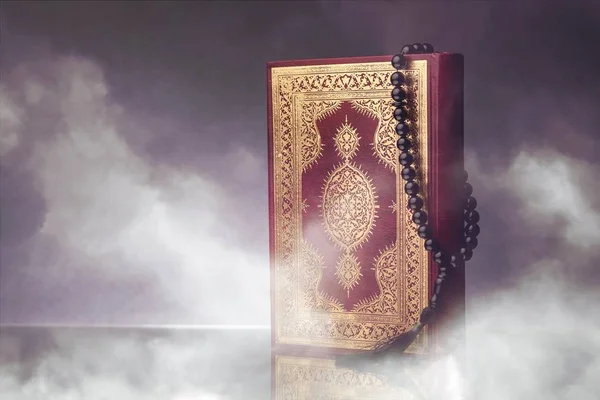 Ісламські Книги Коран Вервиця Крупним Планом — стокове фото