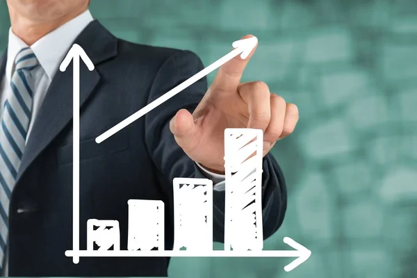 Management Improvement Concept Businessman Bar Diagram — Stock Photo, Image