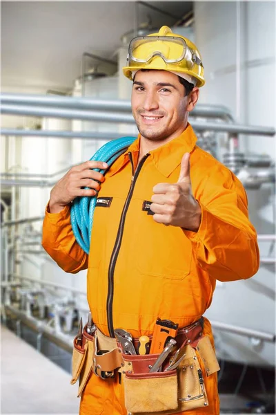 Sorrindo Bonito Eletricista Trabalhador — Fotografia de Stock