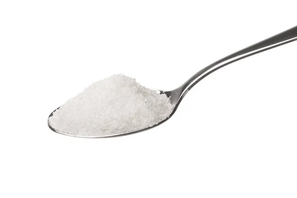 Suiker Lepel Geïsoleerd Witte Achtergrond Zoet Ingrediënt — Stockfoto