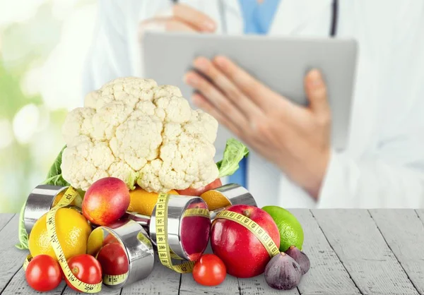 Výživný Počítač Tabletem Zdravý Dietní Diář — Stock fotografie