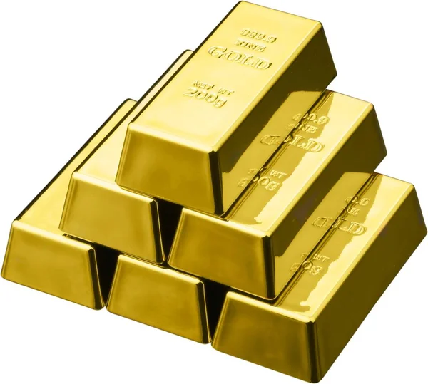 Goldbarren Isoliert Auf Weißem Edelmetall — Stockfoto