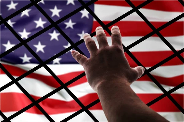 American Flag Wire Mesh Deportation Concept — Stock Photo, Image