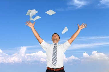 genç işadamı Belgeleri kusuyor