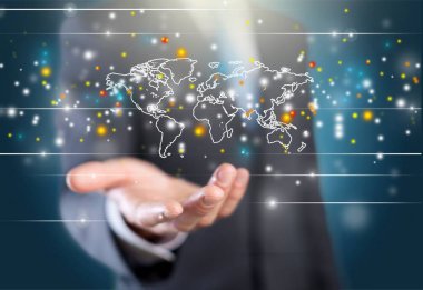 sosyal medya simgeleri ile adam el