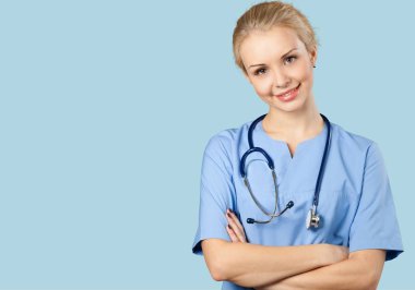 Kadın doktor stetoskop arka plan üzerinde ile  