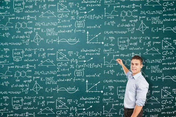 Sfondo Algebra Calcoli Aziendali Sulla Lavagna — Foto Stock