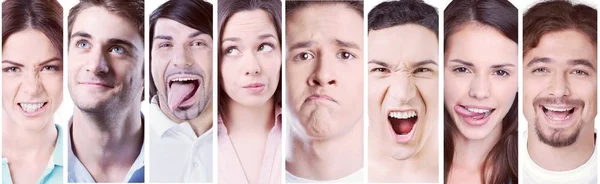 Collage Personas Con Diferentes Emociones — Foto de Stock