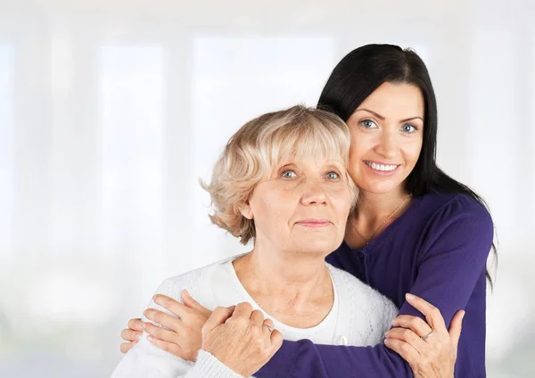 Beautiful Senior Mother Cute Daughter — Stock Photo, Image