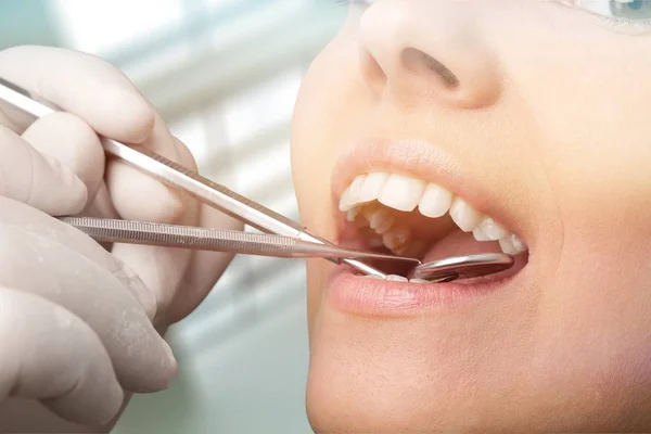 Tandarts Examen Tanden Bij Dental Clinic — Stockfoto