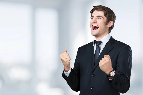 Happy Young Businessman Celebrating — Stock Photo, Image
