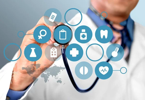 arka plan üzerinde stetoskop ile genç doktor  