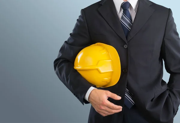 Businessman Holding Hand Helmet — Stock Photo, Image