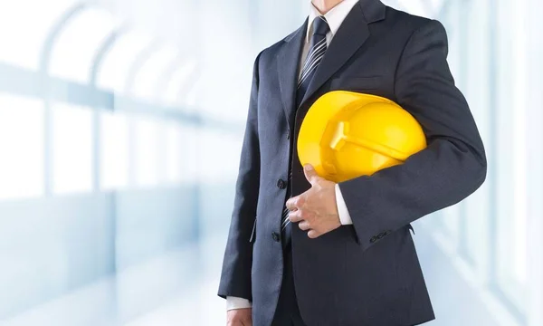 Geschäftsmann Mit Helm Der Hand — Stockfoto