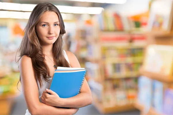 Woman Holding Book Library — Stock Photo, Image