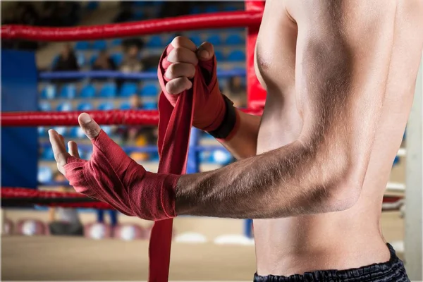 Részleges Kilátás Nyílik Fiatal Kickbox — Stock Fotó