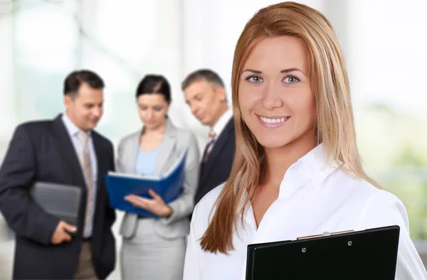 Group Confident Businesspeople Light Background — Stock Photo, Image