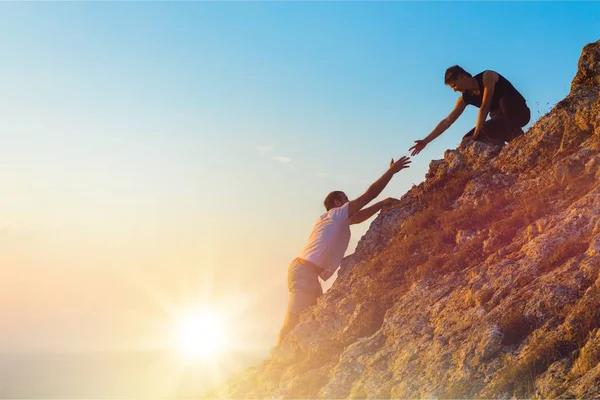 Mountain Men Two Climbing Sport Blue Colorful — Stock Photo, Image