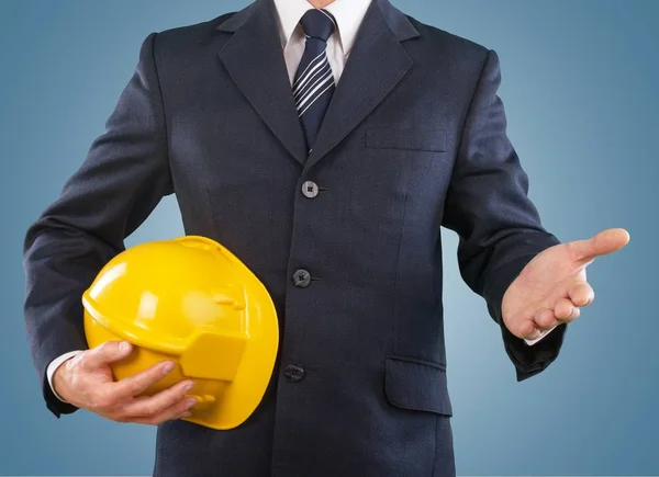 Businessman Holding Hand Helmet — Stock Photo, Image