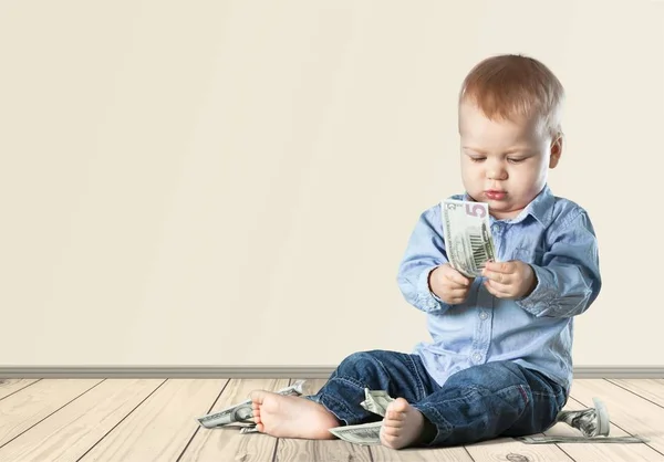 Niño Jugando Con Dólares —  Fotos de Stock