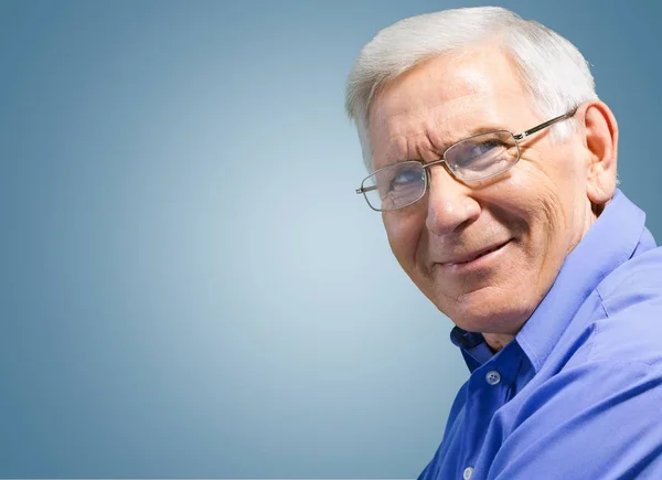 Senior Man Glasses Smiling Camera — Stock Photo, Image