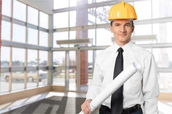 Male Architect Blueprints — Stock Photo, Image