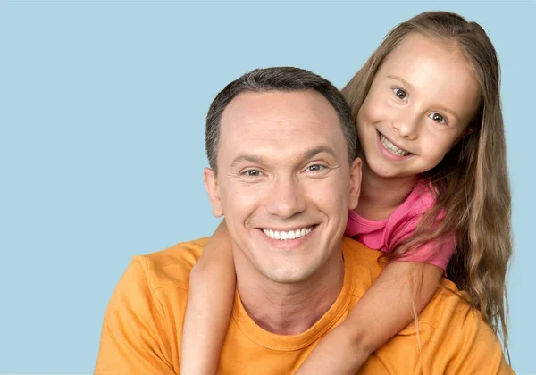 Father Daughter Embracing Smiling — Stock Photo, Image