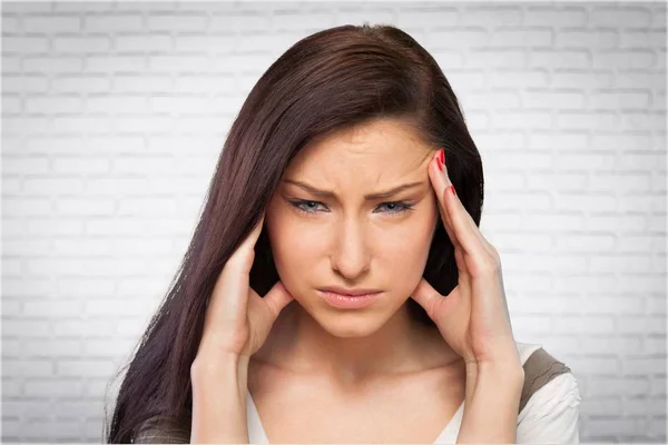 Young Beautiful Woman Having Headache — Stock Photo, Image