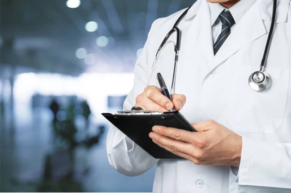 Male Doctor Stethoscope Hands — Stock Photo, Image