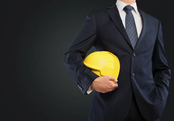 Businessman Holding Hand Helmet — Stock Photo, Image