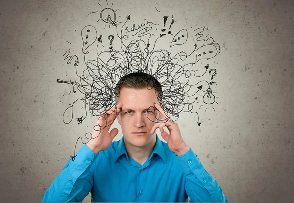 Adhd Achtergrond Zakelijke Volwassen Gezicht Man Pijl — Stockfoto