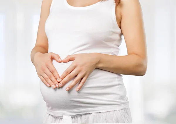 Niedliche Schwangerschaftsbauch Auf Hintergrund — Stockfoto