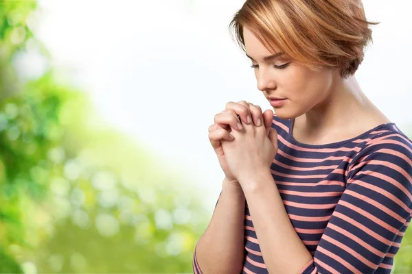 Portrait Beautiful Young Woman Prying — Stock Photo, Image